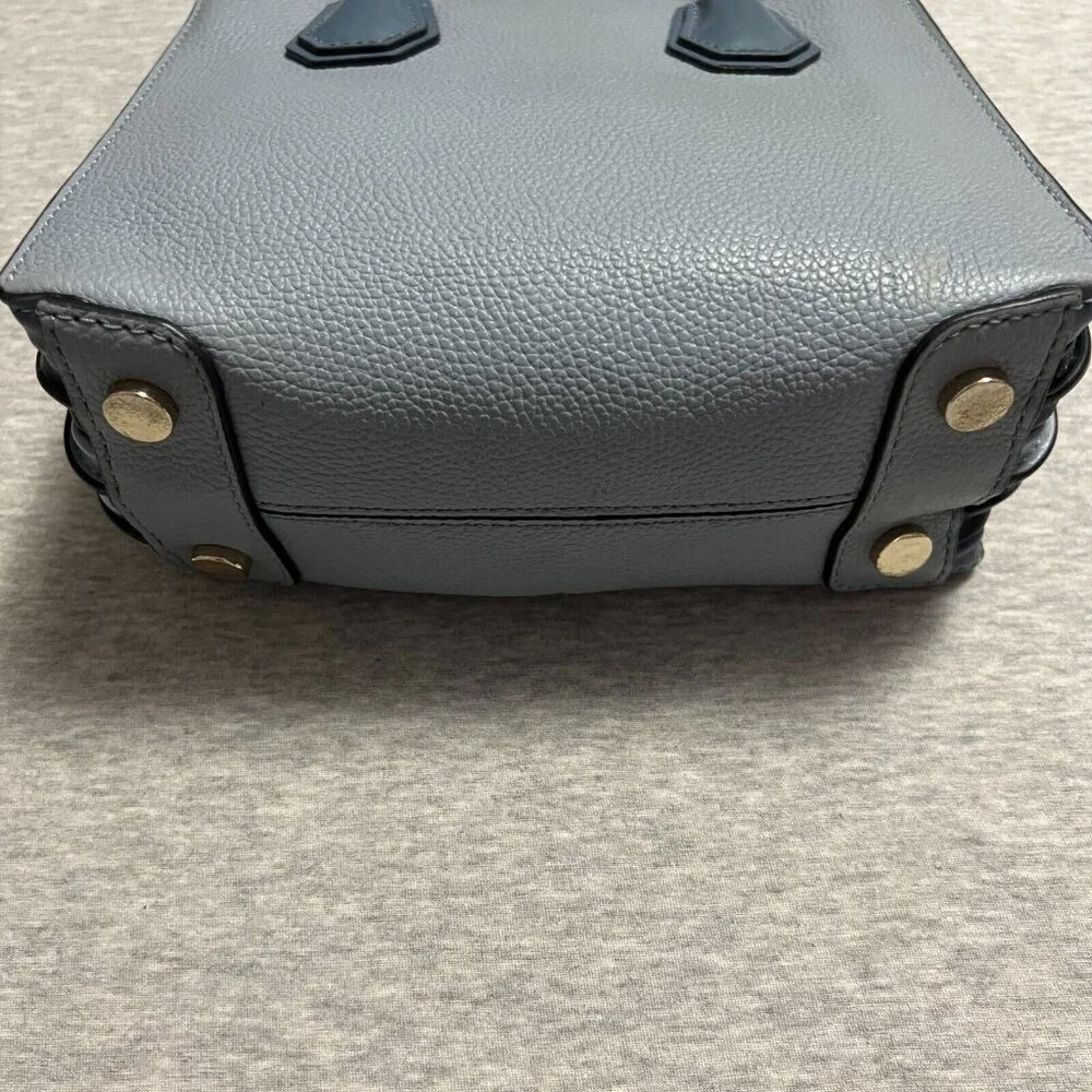 Michael Kors Mercer Satchel Bag‎ Top Handle Crossbody Pastel Blue Leather Charm